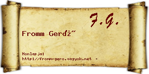 Fromm Gerő névjegykártya